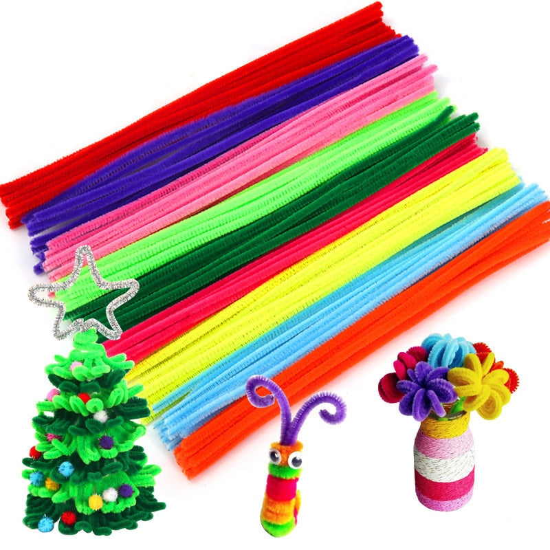 Just Artifacts Chenille Stem Pipe Cleaners for Arts and Crafts (100pcs, Red)  